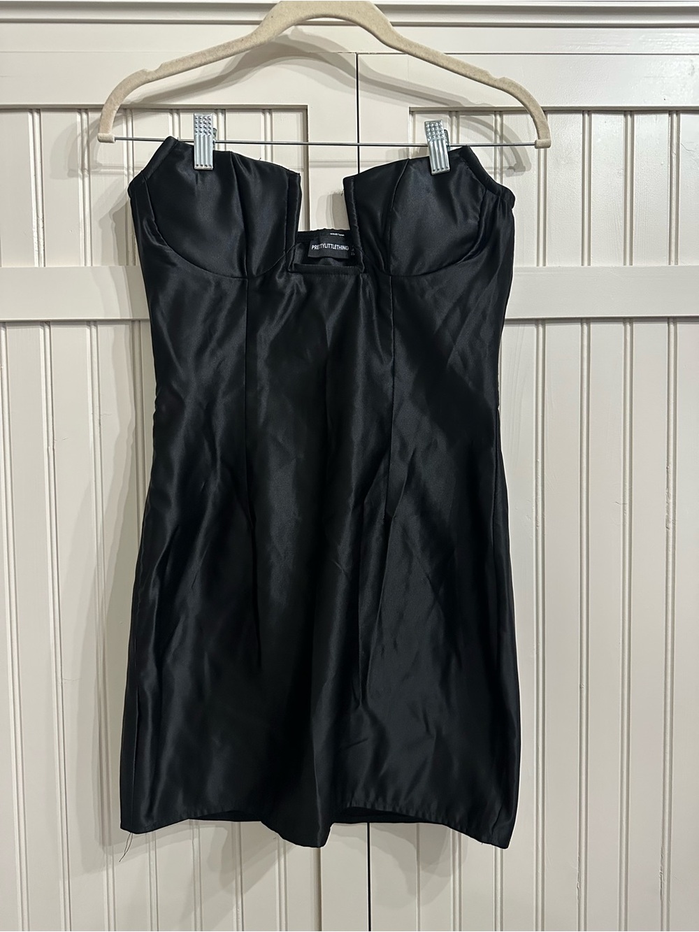 PrettyLittleThing Black Strapless Bustier Mini Dress Size 4